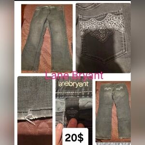 Lane Bryant Gray/black  Embroidered Back Pocket Bootcut Jeans Plus Sz 20